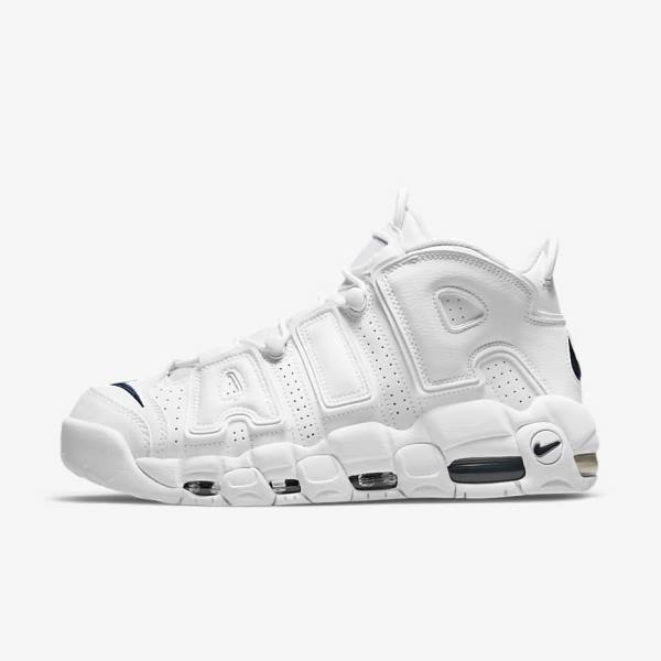 Men\'s Nike Air More Uptempo 96 Trainers White / Navy | NK641GTX