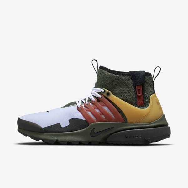 Men\'s Nike Air Presto Mid Utility Trainers Dark Grey Green / Black | NK095SFB