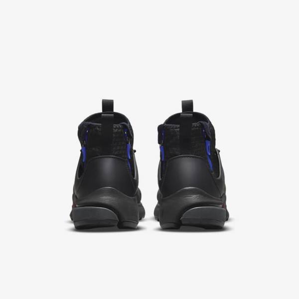 Men's Nike Air Presto Mid Utility Trainers Black / Dark Grey / Blue / Red | NK851EOQ