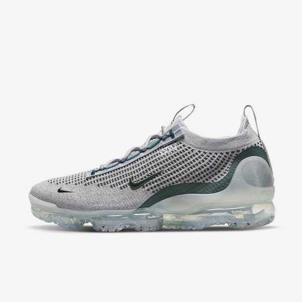 Men\'s Nike Air VaporMax 2021 FK SE Trainers Light Beige / Metal Silver / Dark Turquoise | NK586XWJ