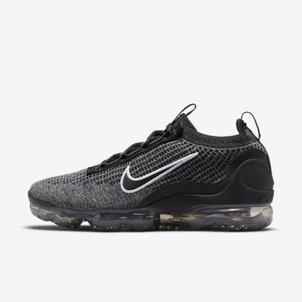 Men\'s Nike Air VaporMax 2021 FK Trainers Black / White / Dark Grey / Black | NK043JZP