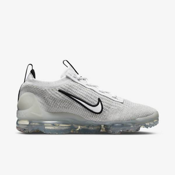 Men's Nike Air VaporMax 2021 FK Trainers White / Black / Metal Silver | NK294PCG