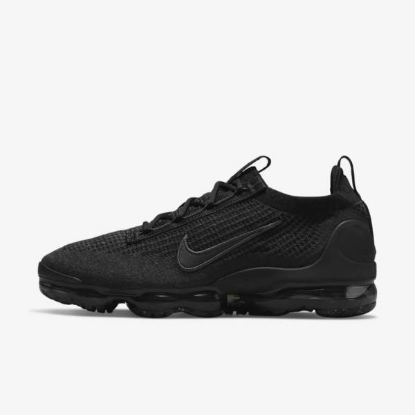 Men\'s Nike Air VaporMax 2021 FK Trainers Black / Dark Grey | NK791VAF