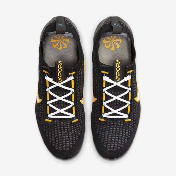 Men's Nike Air VaporMax 2021 FK Trainers Black / Gold / Dark Grey / White | NK948EKQ