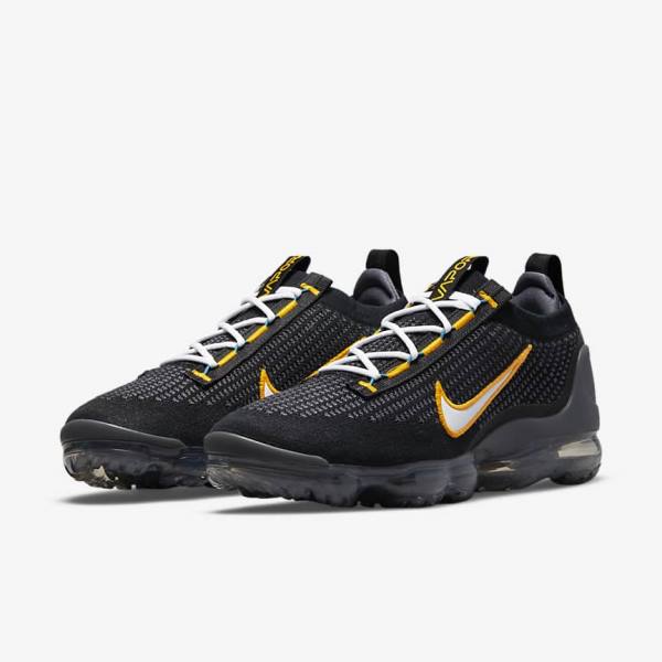 Men's Nike Air VaporMax 2021 FK Trainers Black / Gold / Dark Grey / White | NK948EKQ