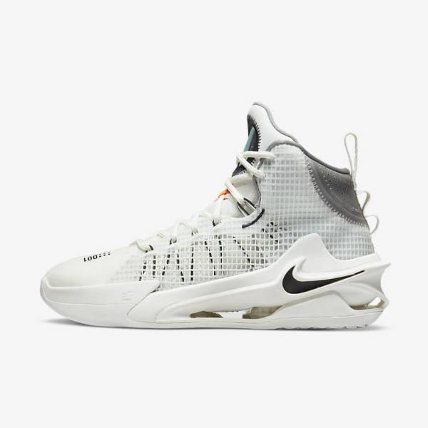 Men\'s Nike Air Zoom G.T. Jump Basketball Shoes White / Black / White | NK403YGO