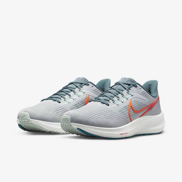 Men's Nike Air Zoom Pegasus 39 Road Running Shoes Platinum / Orange | NK859XFT