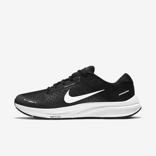 Men\'s Nike Air Zoom Structure 23 Road Running Shoes Black / Dark Grey / White | NK570UVY