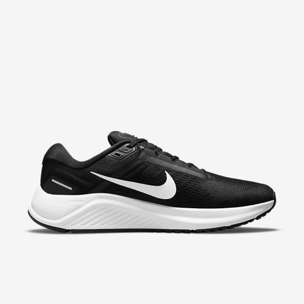 Men's Nike Air Zoom Structure 24 Road Running Shoes Black / White | NK250VLX