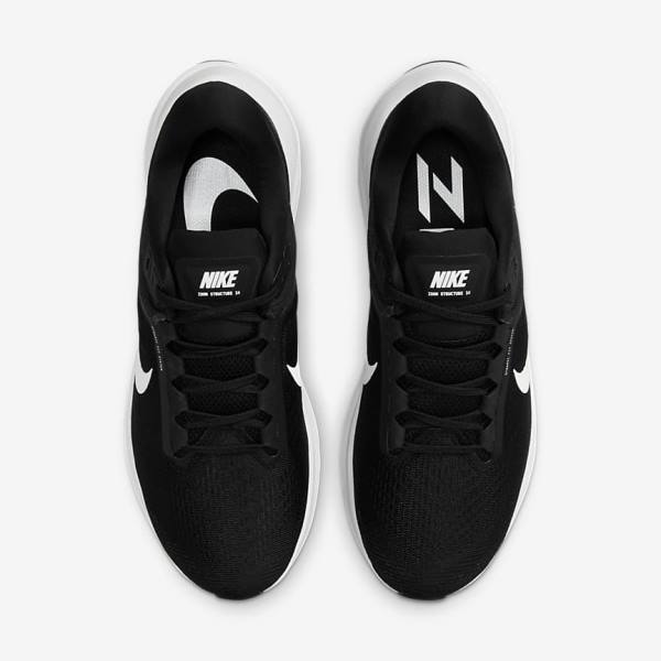 Men's Nike Air Zoom Structure 24 Road Running Shoes Black / White | NK250VLX