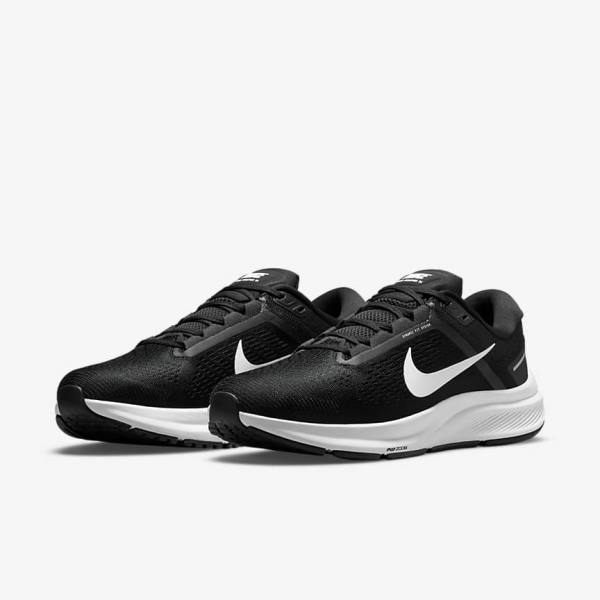 Men's Nike Air Zoom Structure 24 Road Running Shoes Black / White | NK250VLX