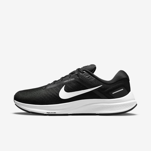 Men\'s Nike Air Zoom Structure 24 Road Running Shoes Black / White | NK250VLX