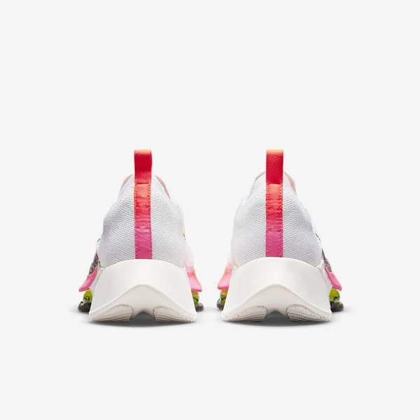 Men's Nike Air Zoom Tempo NEXT% Flyknit Road Running Shoes White / Coral / Pink / Black | NK907RCO