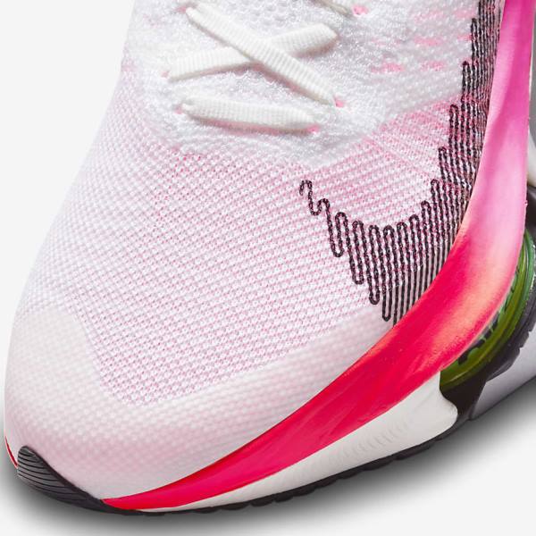 Men's Nike Air Zoom Tempo NEXT% Flyknit Road Running Shoes White / Coral / Pink / Black | NK907RCO