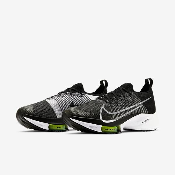 Men's Nike Air Zoom Tempo NEXT% Road Running Shoes Black / White | NK501BEW