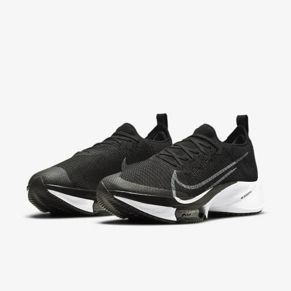 Men's Nike Air Zoom Tempo NEXT% Road Running Shoes Black / Dark Grey / Platinum / White | NK743IBC