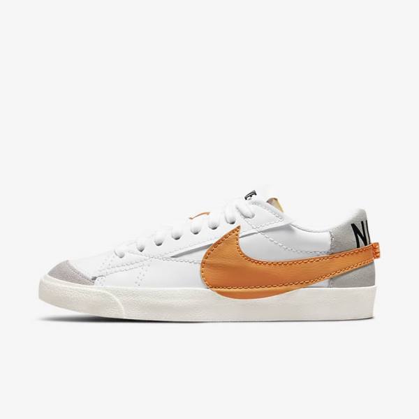 Men\'s Nike Blazer Low 77 Jumbo Trainers White / Grey / Orange | NK658JTV