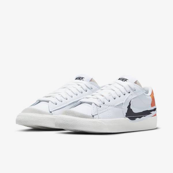 Men's Nike Blazer Low 77 Jumbo Trainers White / Orange / Black | NK716XRP