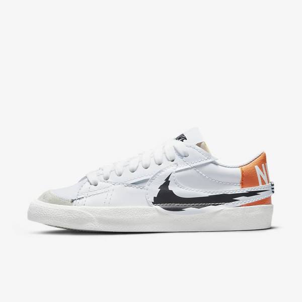 Men\'s Nike Blazer Low 77 Jumbo Trainers White / Orange / Black | NK716XRP