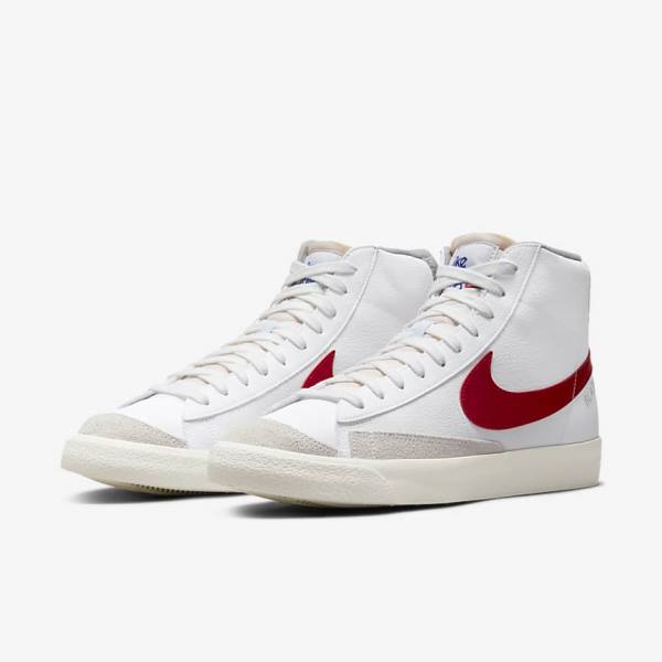 Men's Nike Blazer Mid 77 Trainers White / Light Grey / Red | NK064ZPI