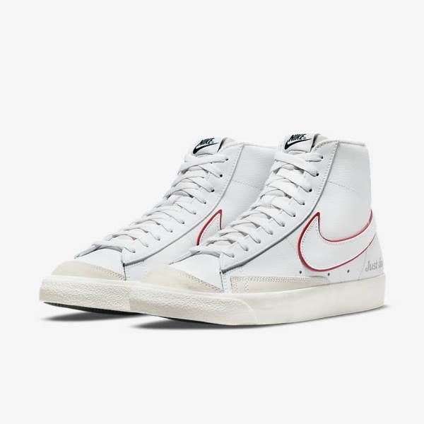 Men's Nike Blazer Mid 77 Trainers White / Green / Metal Silver / Red | NK643QOD