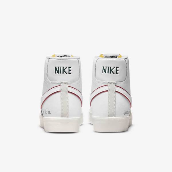 Men's Nike Blazer Mid 77 Trainers White / Green / Metal Silver / Red | NK643QOD