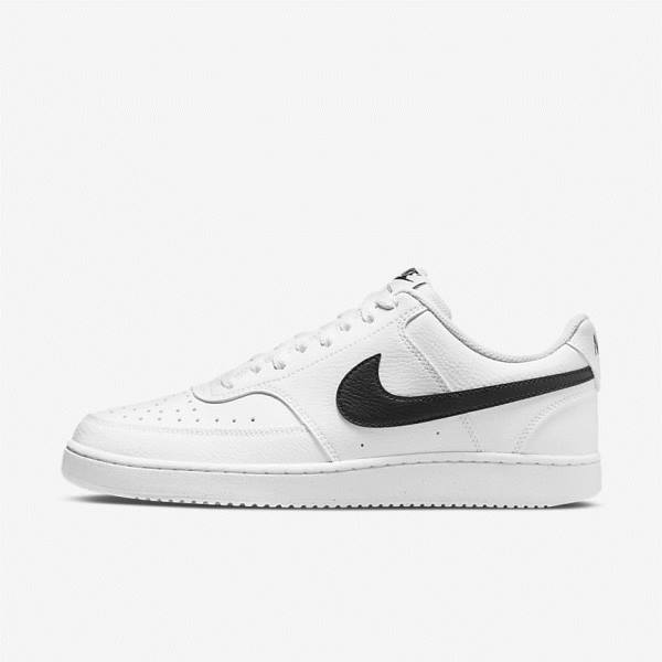 Men\'s Nike Court Vision Low Next Nature Trainers White / Black | NK086YLD