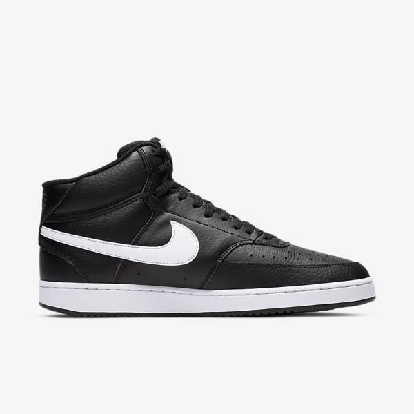 Men's Nike Court Vision Mid Trainers Black / White | NK014DYF