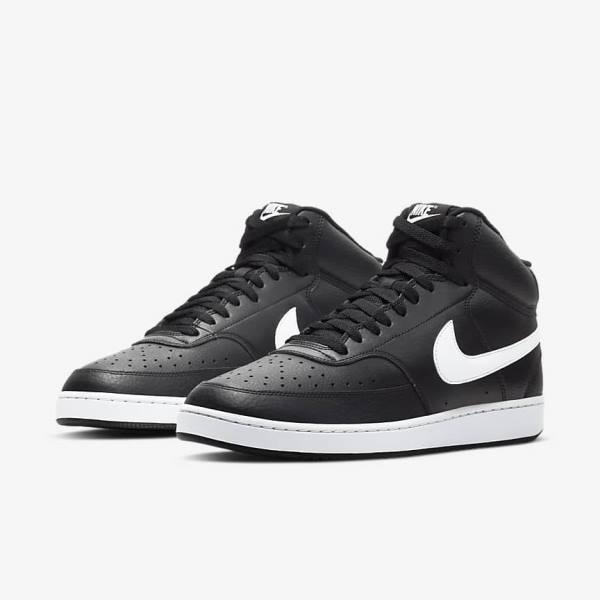 Men's Nike Court Vision Mid Trainers Black / White | NK014DYF