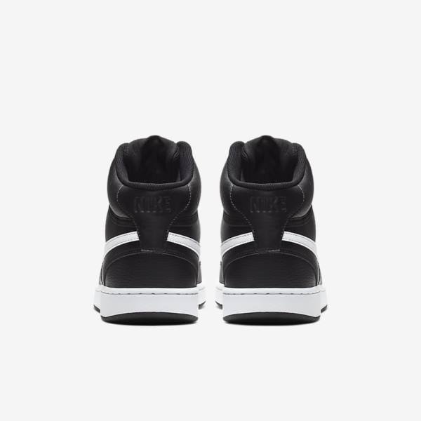 Men's Nike Court Vision Mid Trainers Black / White | NK014DYF