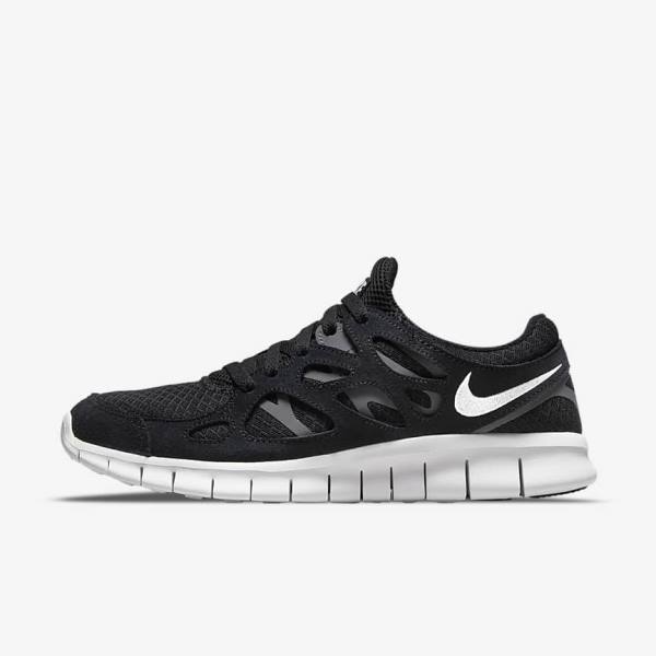 Men\'s Nike Free Run 2 Trainers Black / Dark Grey / White | NK391PWN