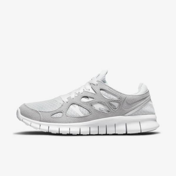 Men\'s Nike Free Run 2 Trainers Grey / White / Platinum | NK054MWI