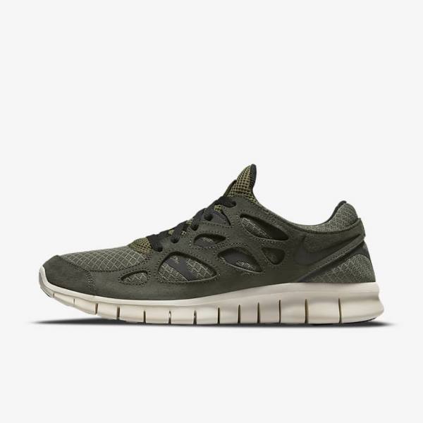 Men\'s Nike Free Run 2 Trainers Olive / Black | NK892JKI