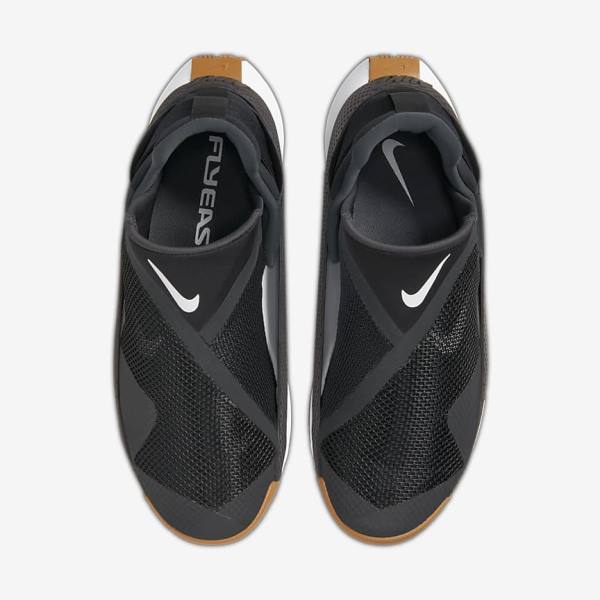 Men's Nike Go FlyEase Trainers Black / Dark Grey / Gold / White | NK790TGD