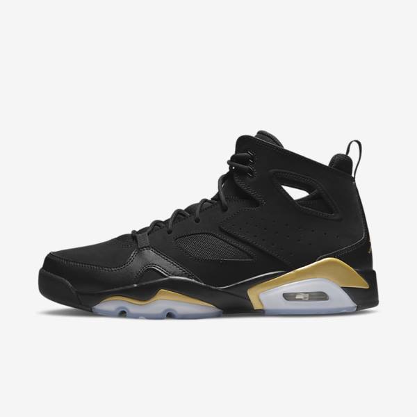 Men\'s Nike Jordan Flight Club 91 Trainers Black / Metal Gold | NK362YCU