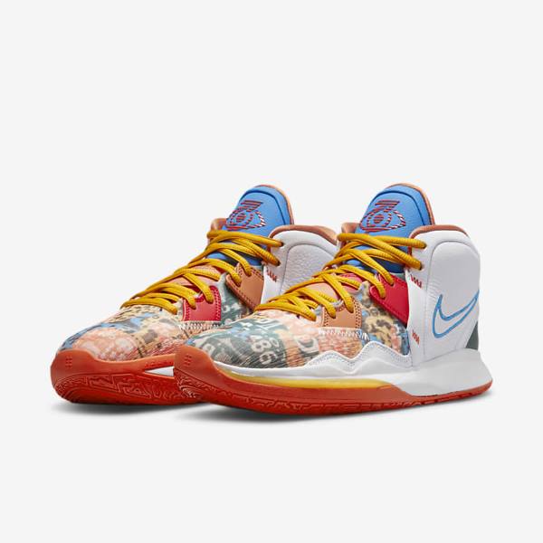 Men's Nike Kyrie Infinity Basketball Shoes White / Red / Gold / Light Blue | NK392PHL