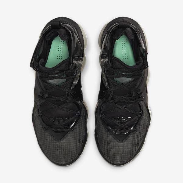 Men's Nike LeBron 19 Basketball Shoes Black / Dark Grey / Green | NK186QGZ