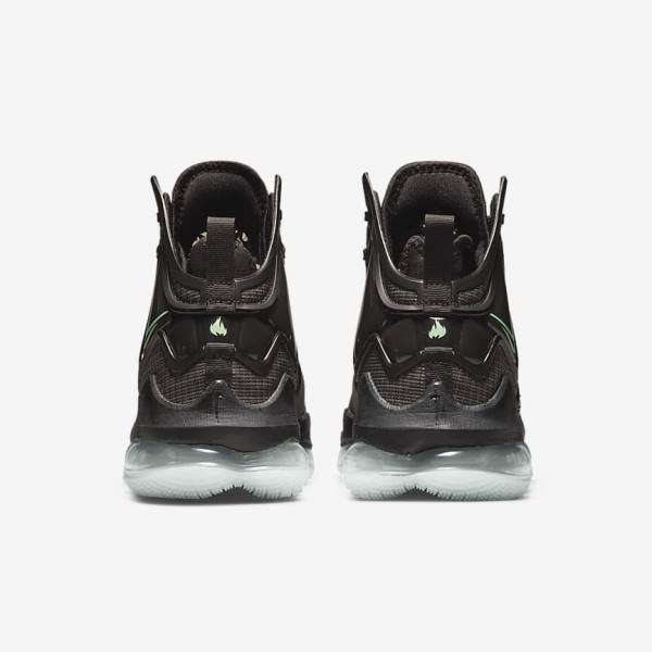 Men's Nike LeBron 19 Basketball Shoes Black / Dark Grey / Green | NK186QGZ