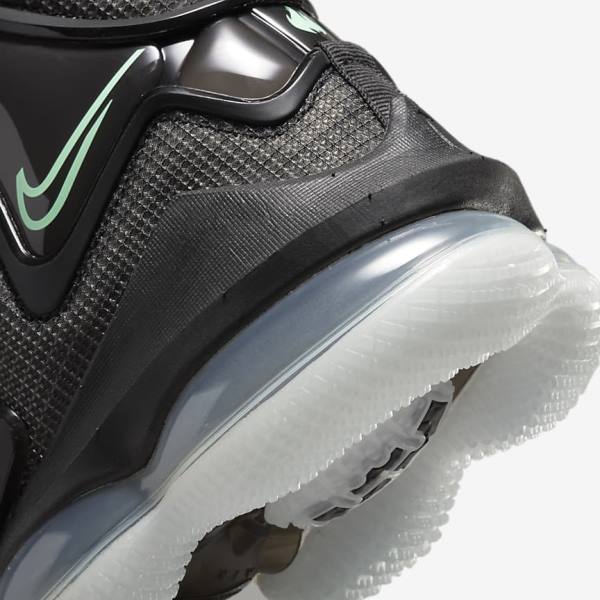 Men's Nike LeBron 19 Basketball Shoes Black / Dark Grey / Green | NK186QGZ