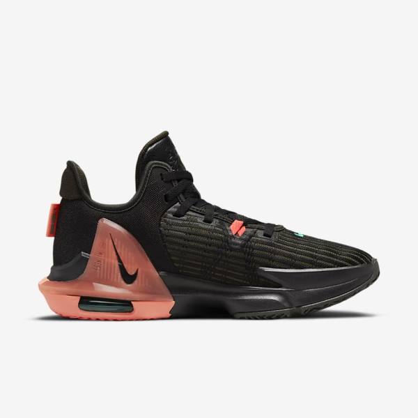 Men's Nike LeBron Witness 6 Basketball Shoes Black / Red / Metal Silver | NK456VYT