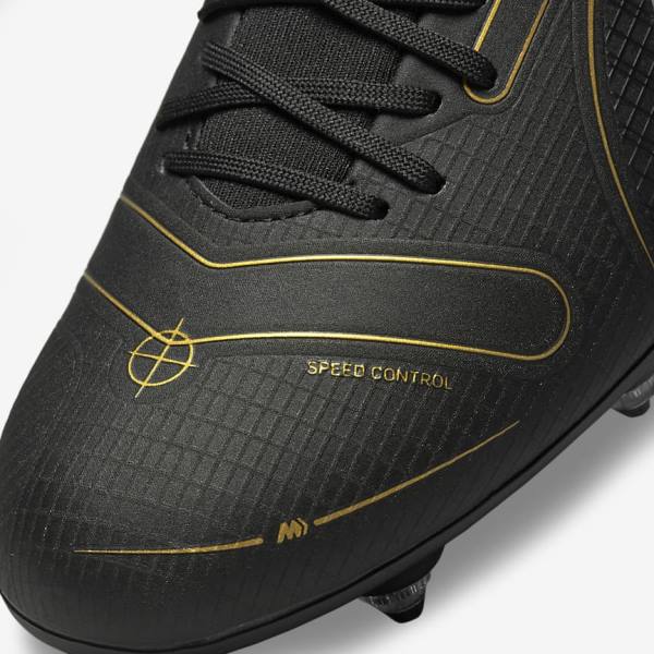 Men's Nike Mercurial Superfly 8 Academy SG-PRO Anti-Clog Traction Soft-Grounds Football Shoes Black / Metal Silver / Grey / Metal Gold | NK035VUI