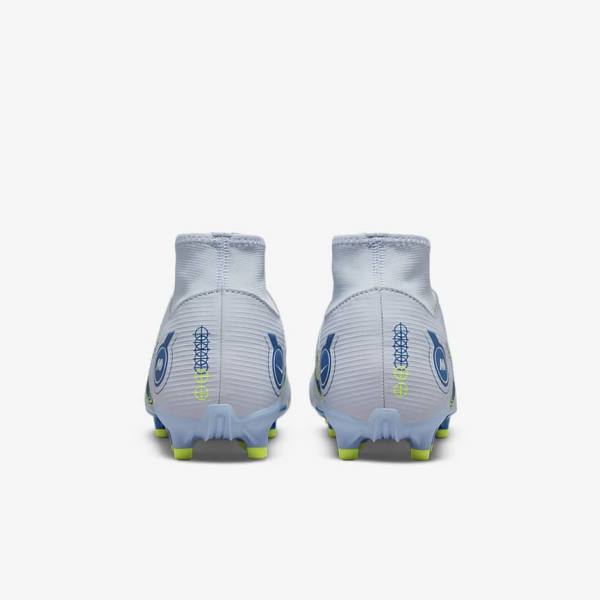 Men's Nike Mercurial Superfly 8 Academy MG Multi-Grounds Football Shoes Grey / Light Blue / Dark Blue | NK084POL