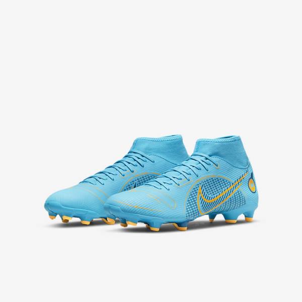 Men's Nike Mercurial Superfly 8 Academy MG Multi-Grounds Football Shoes Blue / Orange | NK207WEM