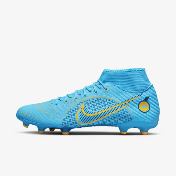 Men\'s Nike Mercurial Superfly 8 Academy MG Multi-Grounds Football Shoes Blue / Orange | NK207WEM