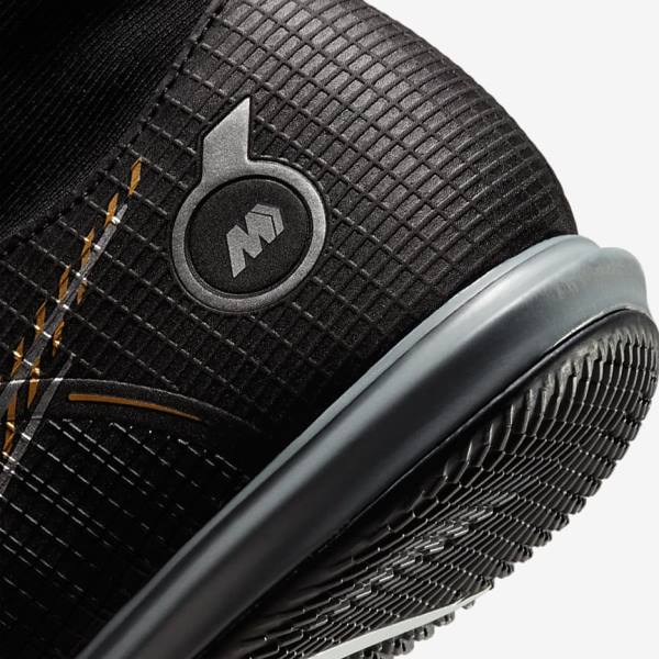 Men's Nike Mercurial Superfly 8 Academy IC Indoor-Court Football Shoes Black / Metal Silver / Grey / Metal Gold | NK786GEA