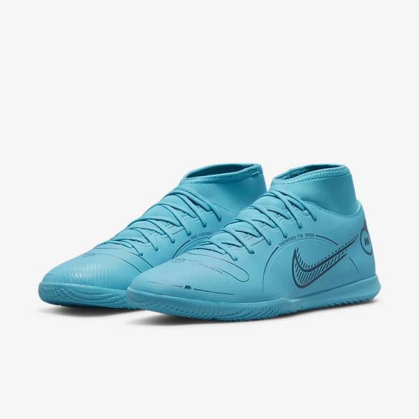 Men's Nike Mercurial Superfly 8 Club IC Indoor Court Football Shoes Blue / Orange | NK016XUA