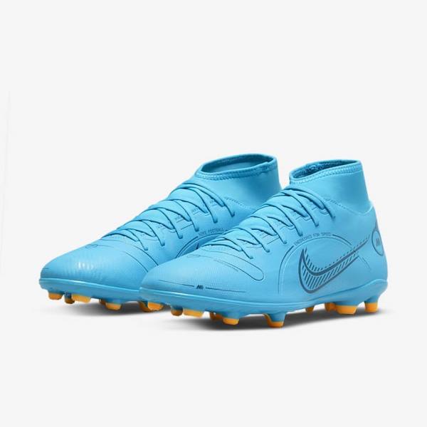 Men's Nike Mercurial Superfly 8 Club MG Multi-Grounds Football Shoes Blue / Orange | NK875KRS