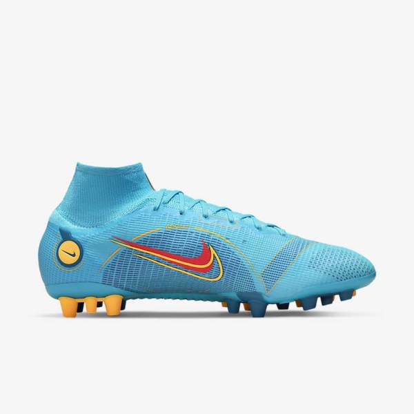 Men's Nike Mercurial Superfly 8 Elite AG Artificial-Grasss Football Shoes Blue / Orange | NK493MKI