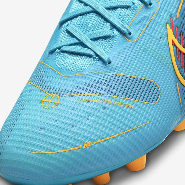 Men's Nike Mercurial Superfly 8 Elite AG Artificial-Grasss Football Shoes Blue / Orange | NK493MKI