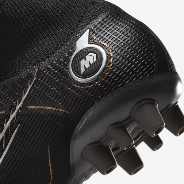 Men's Nike Mercurial Superfly 8 Elite AG Artificial-Grasss Football Shoes Black / Metal Silver / Grey / Metal Gold | NK824PNI